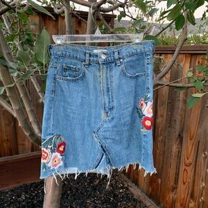 Zara Embroidered Denim Mini Skirt